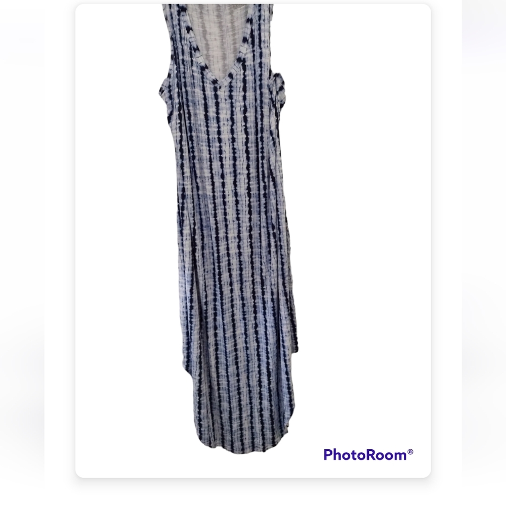 Lane Bryant LIVI Blue White Tie Dye Stripe Sleeveless Maxi Dress 22 NWOT - Picture 6 of 6